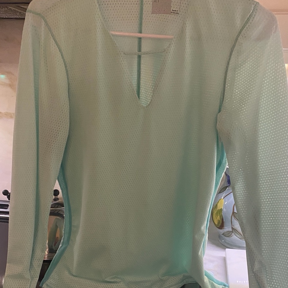Lucky in Love Mint Green Fitted Long Sleeve Blouse